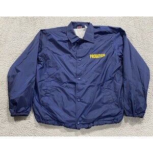 Probation Jacket Mens Medium Blue Windbreaker Full Zip Up